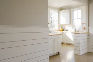 Shiplap wainscoting in kitchen